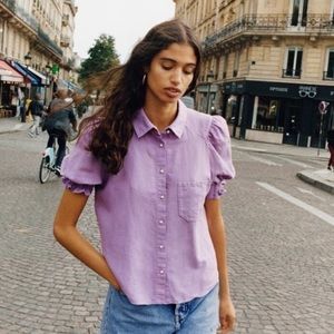 ZARA PEARL BUTTON BLOUSE NWOT